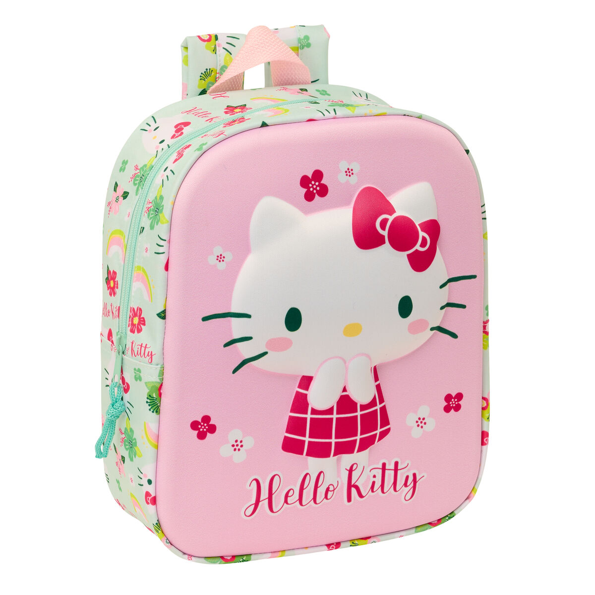 School Bag Hello Kitty Green Pink 22 x 27 x 10 cm 3D School Bag Hello Kitty Green Pink 22 x 27 x 10 cm 3D