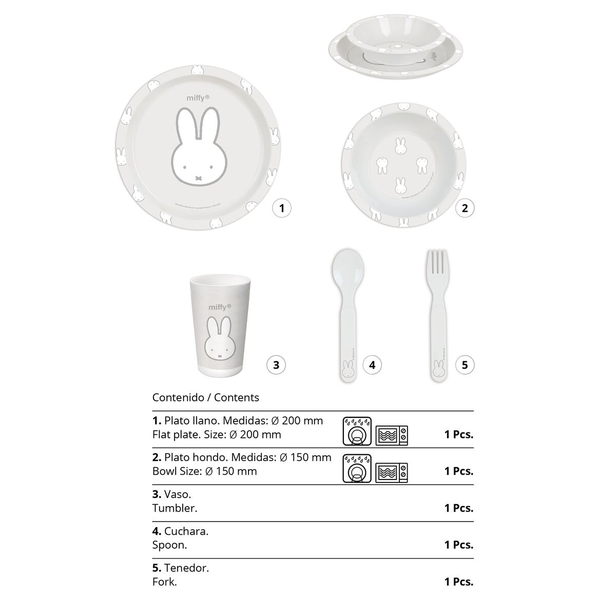 Children’s dish set Miffy Niebla (5 Pieces)