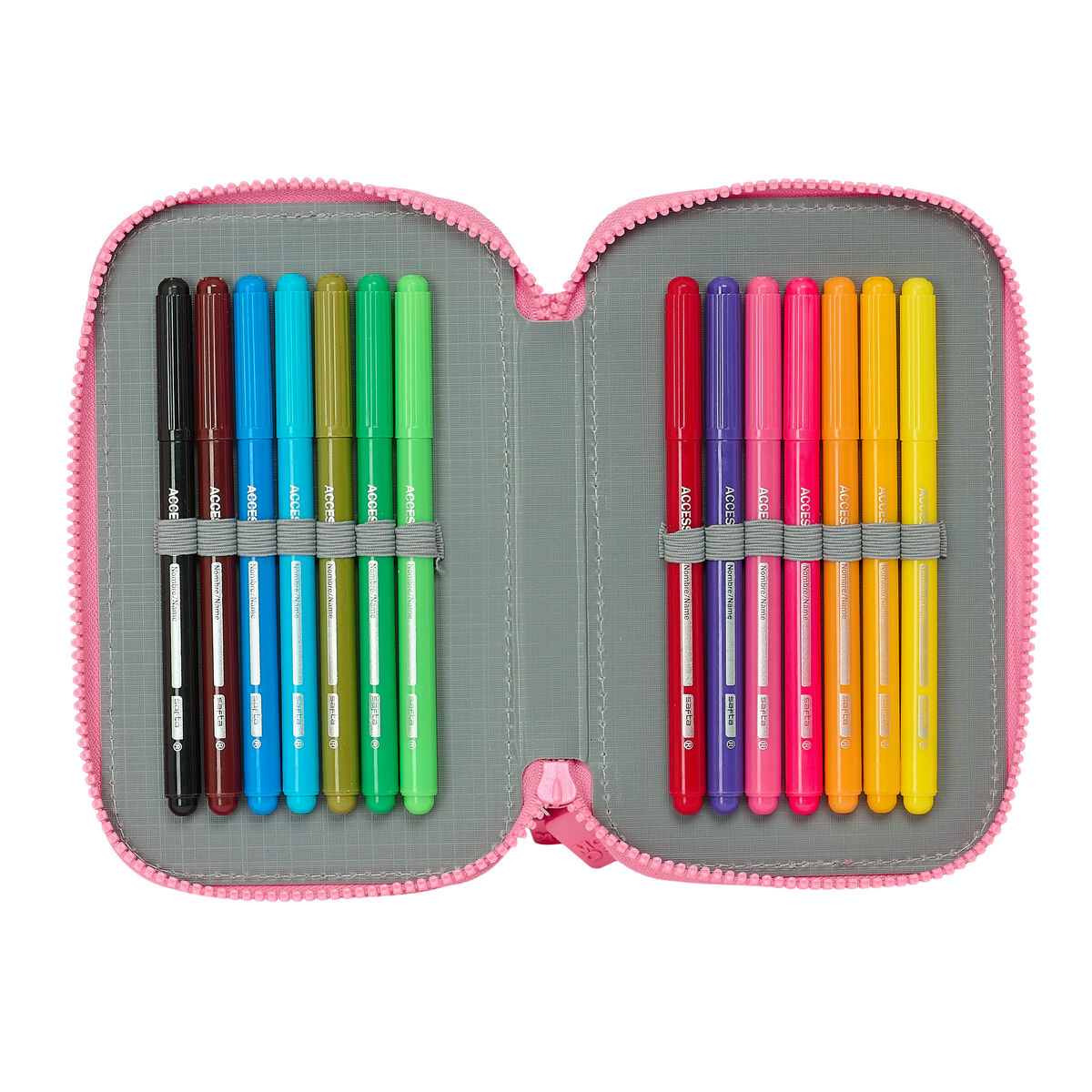 Double Pencil Case Moos Flores Multicolour 12.5 x 19.5 x 4 cm 28 Pieces