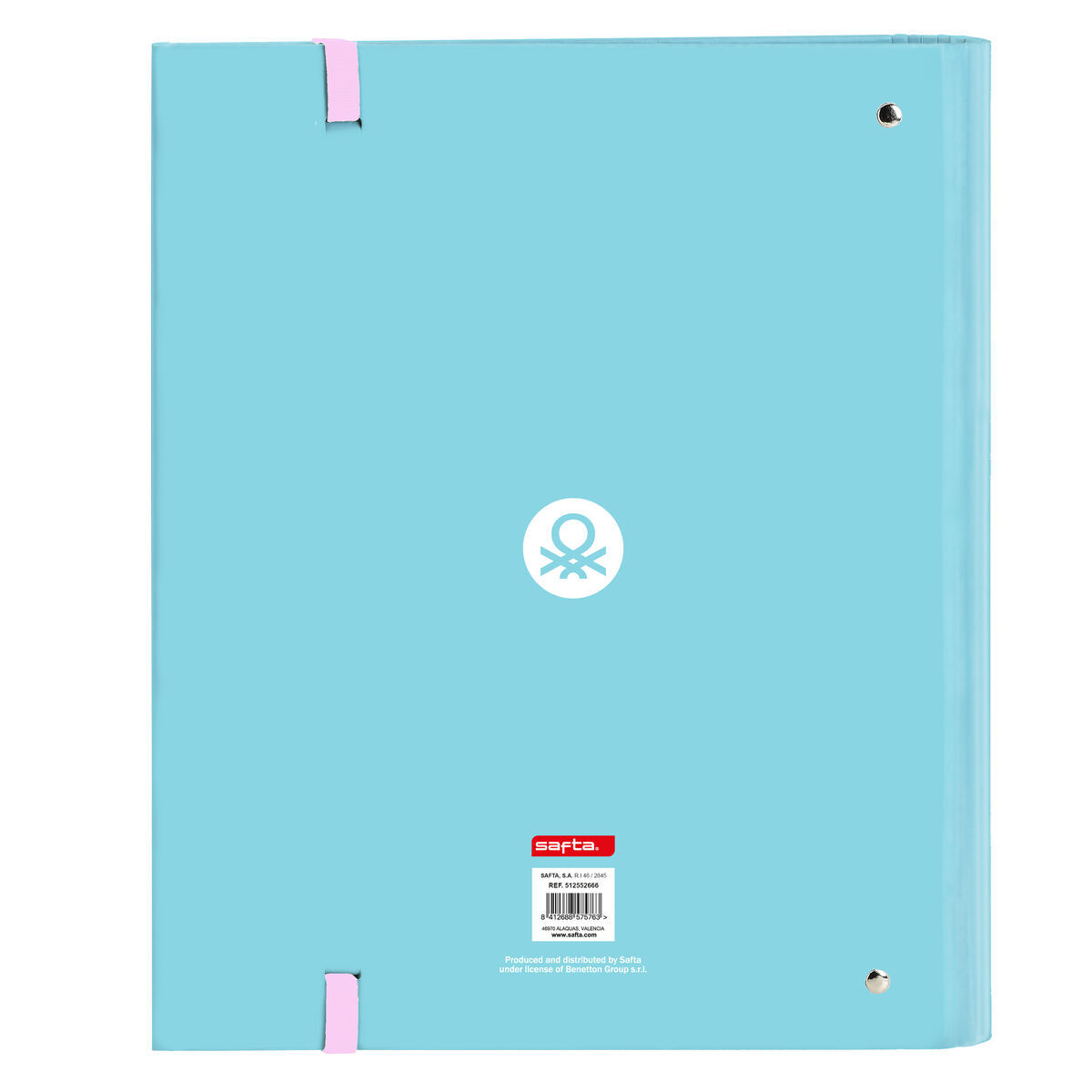 Ring binder Benetton Unique Pink Turquoise 27 x 32 x 3.5 cm