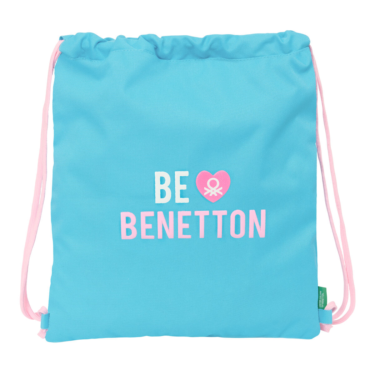 Backpack with Strings Benetton Unique Pink Turquoise 35 x 40 x 1 cm Backpack with Strings Benetton Unique Pink Turquoise 35 x 40 x 1 cm