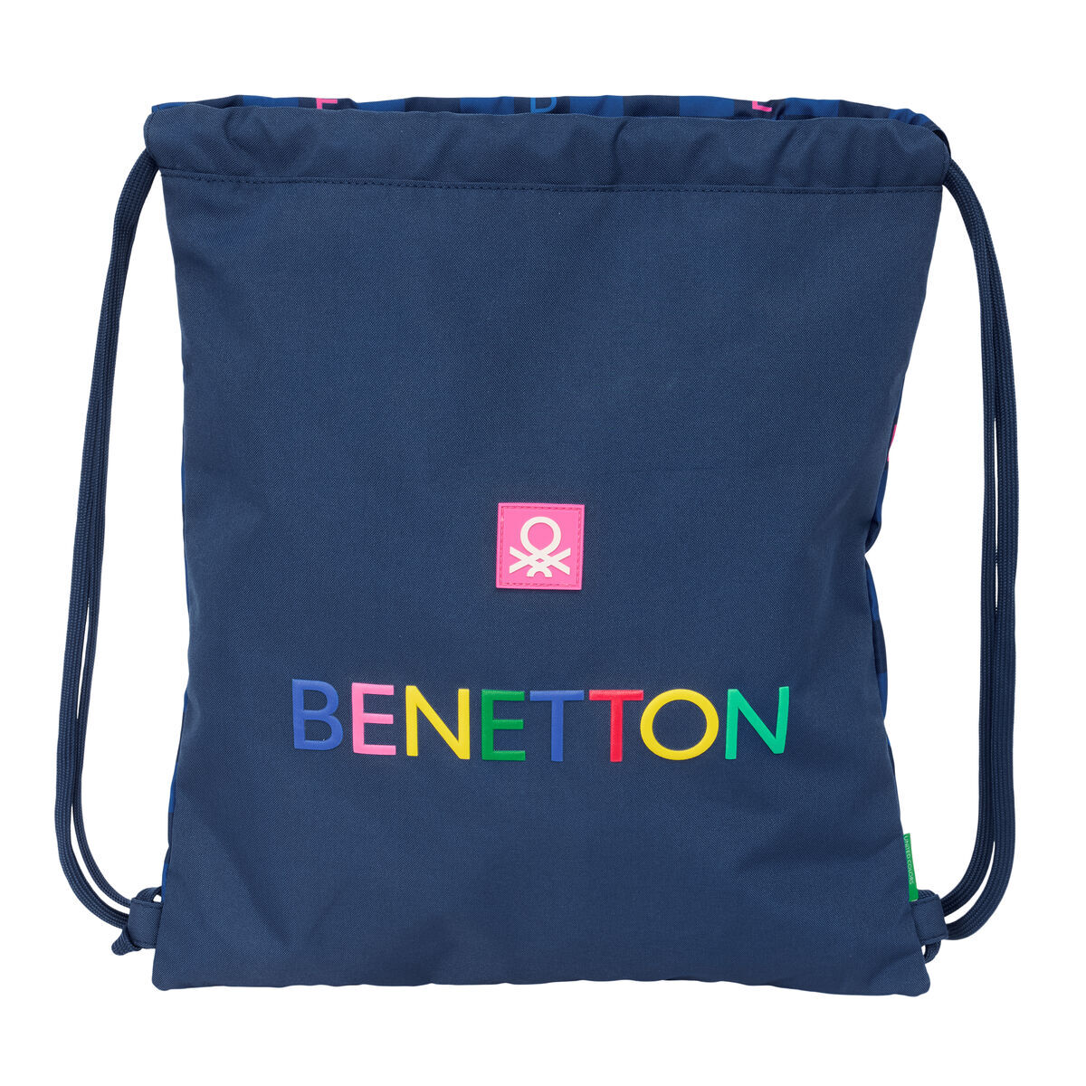 Backpack with Strings Benetton Damero Navy Blue 35 x 40 x 1 cm Backpack with Strings Benetton Damero Navy Blue 35 x 40 x 1 cm