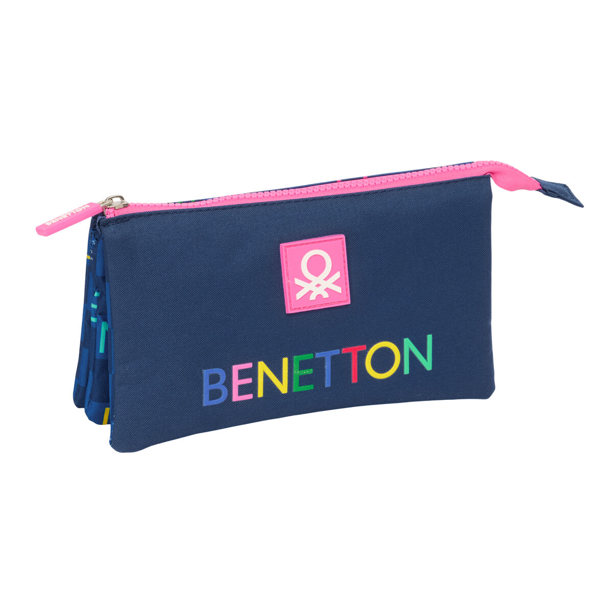 Triple Carry-all Benetton Damero Navy Blue 22 x 12 x 3 cm