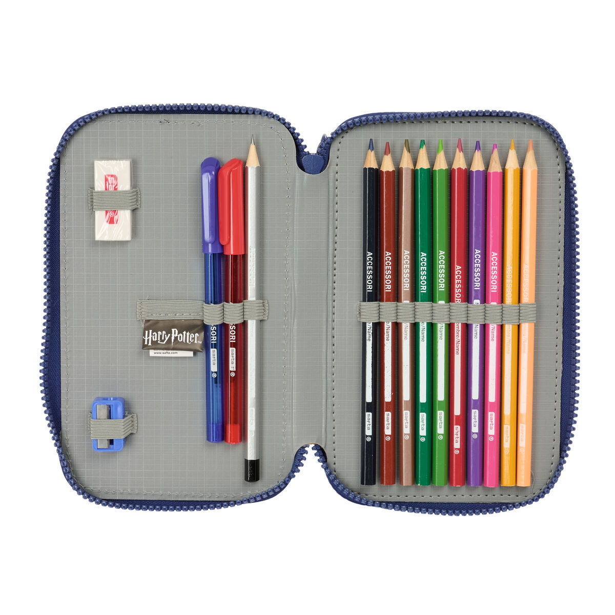 Double Pencil Case Harry Potter Captain Navy Blue 12.5 x 19.5 x 4 cm Double Pencil Case 29 Pieces