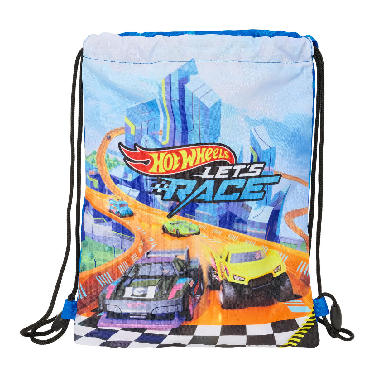 Backpack with Strings Hot Wheels Let’s race Blue Black 26 x 34 x 1 cm Backpack with Strings Hot Wheels Let’s race Blue Black 26 x 34 x 1 cm