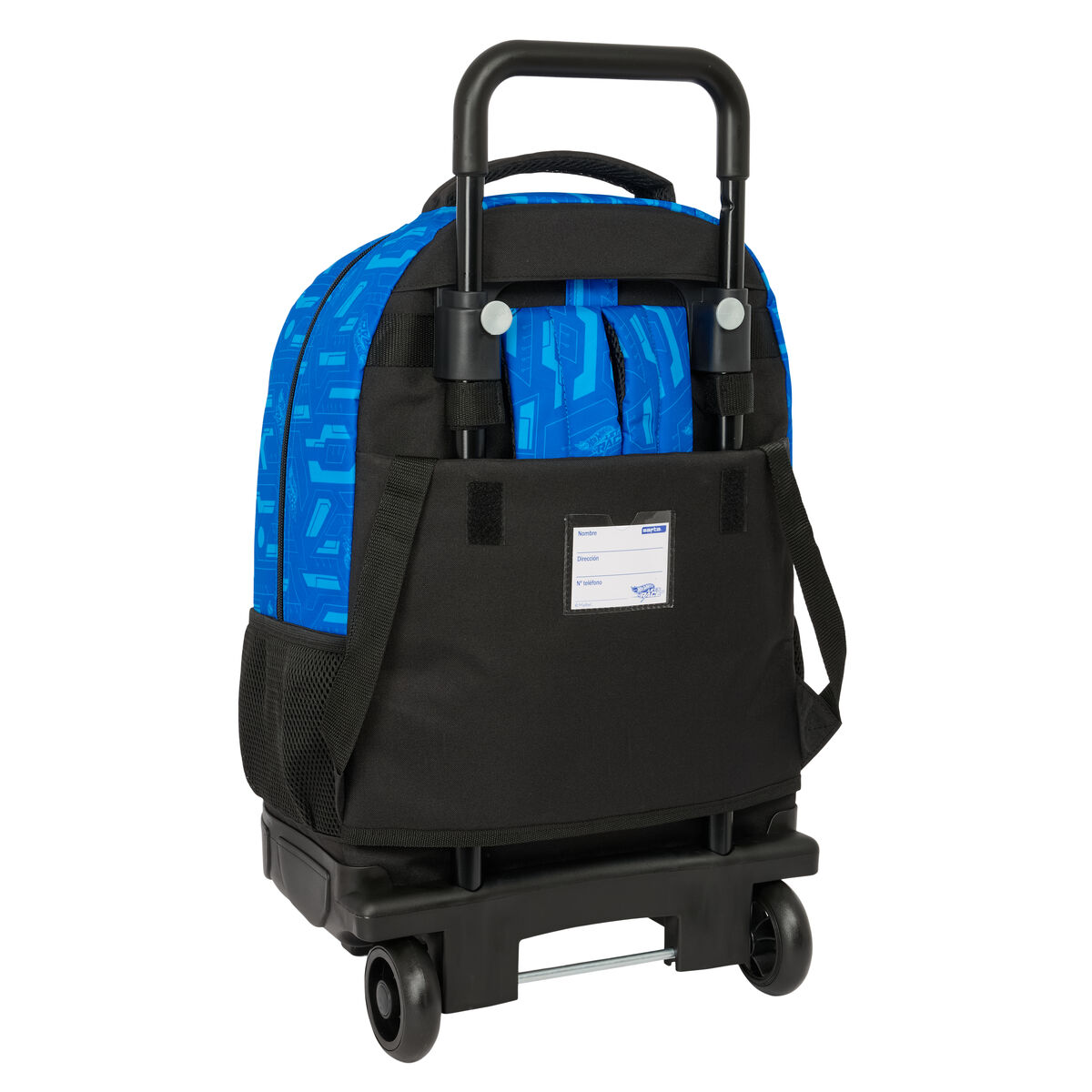 School Rucksack with Wheels Hot Wheels Let’s race Blue Black 33 x 45 x 22 cm