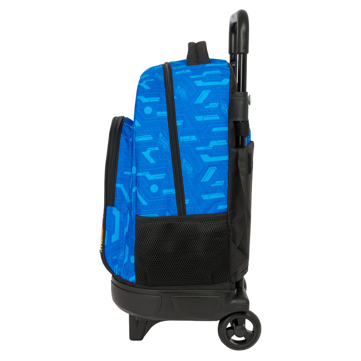 School Rucksack with Wheels Hot Wheels Let’s race Blue Black 33 x 45 x 22 cm