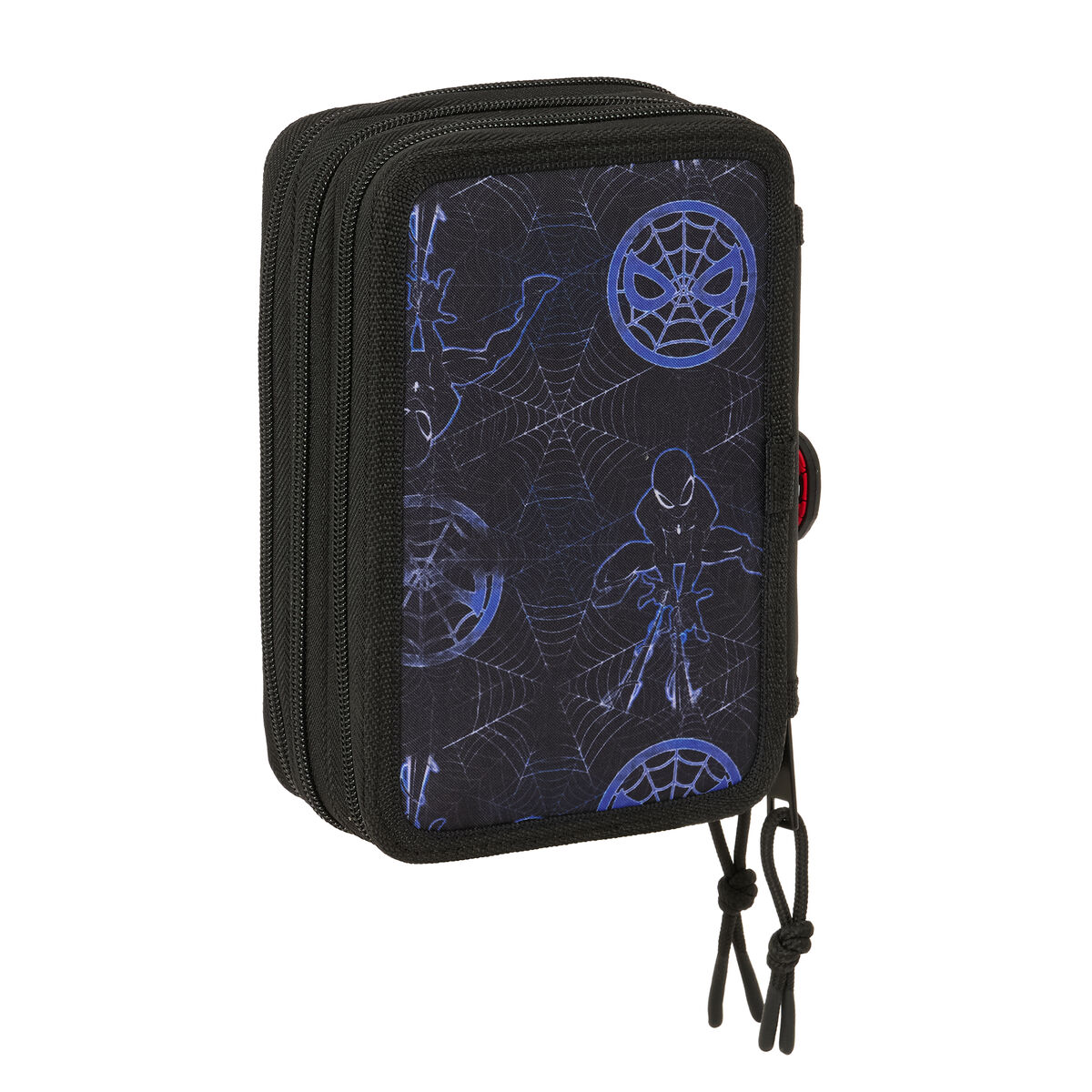 School Case with Accessories Spider-Man Attack Black 12,5 x 19,5 x 5,5 cm 37 Pieces