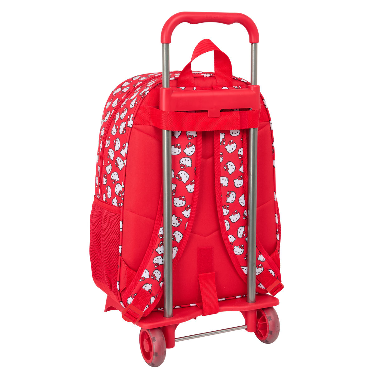 School Rucksack with Wheels Hello Kitty Iconic White Red 33 x 42 x 14 cm