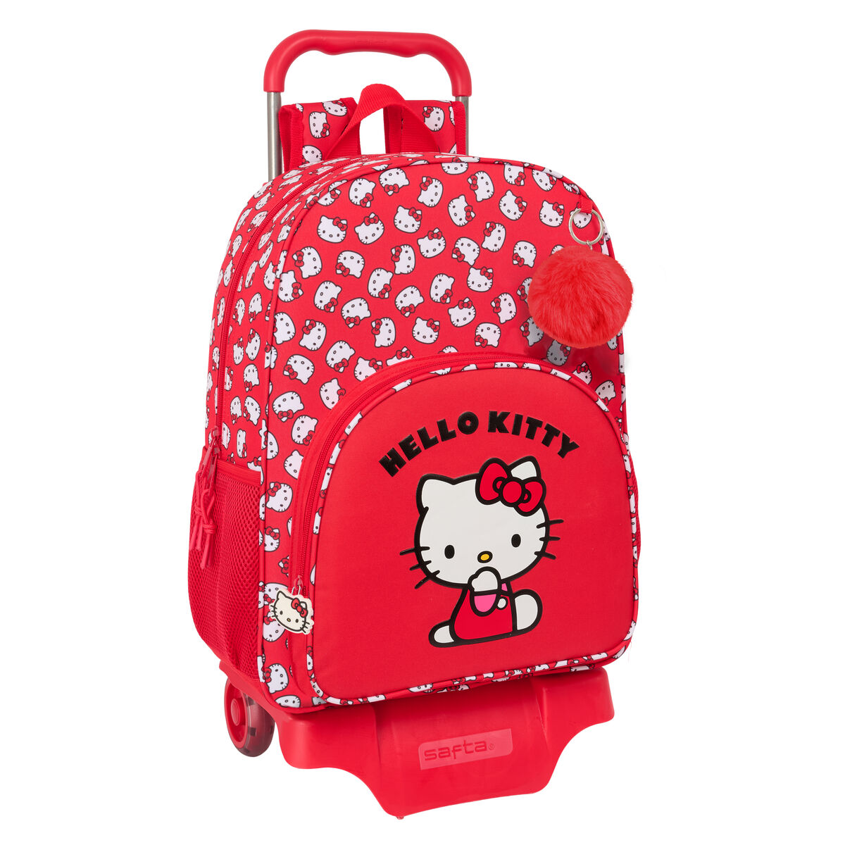 School Rucksack with Wheels Hello Kitty Iconic White Red 33 x 42 x 14 cm School Rucksack with Wheels Hello Kitty Iconic White Red 33 x 42 x 14 cm