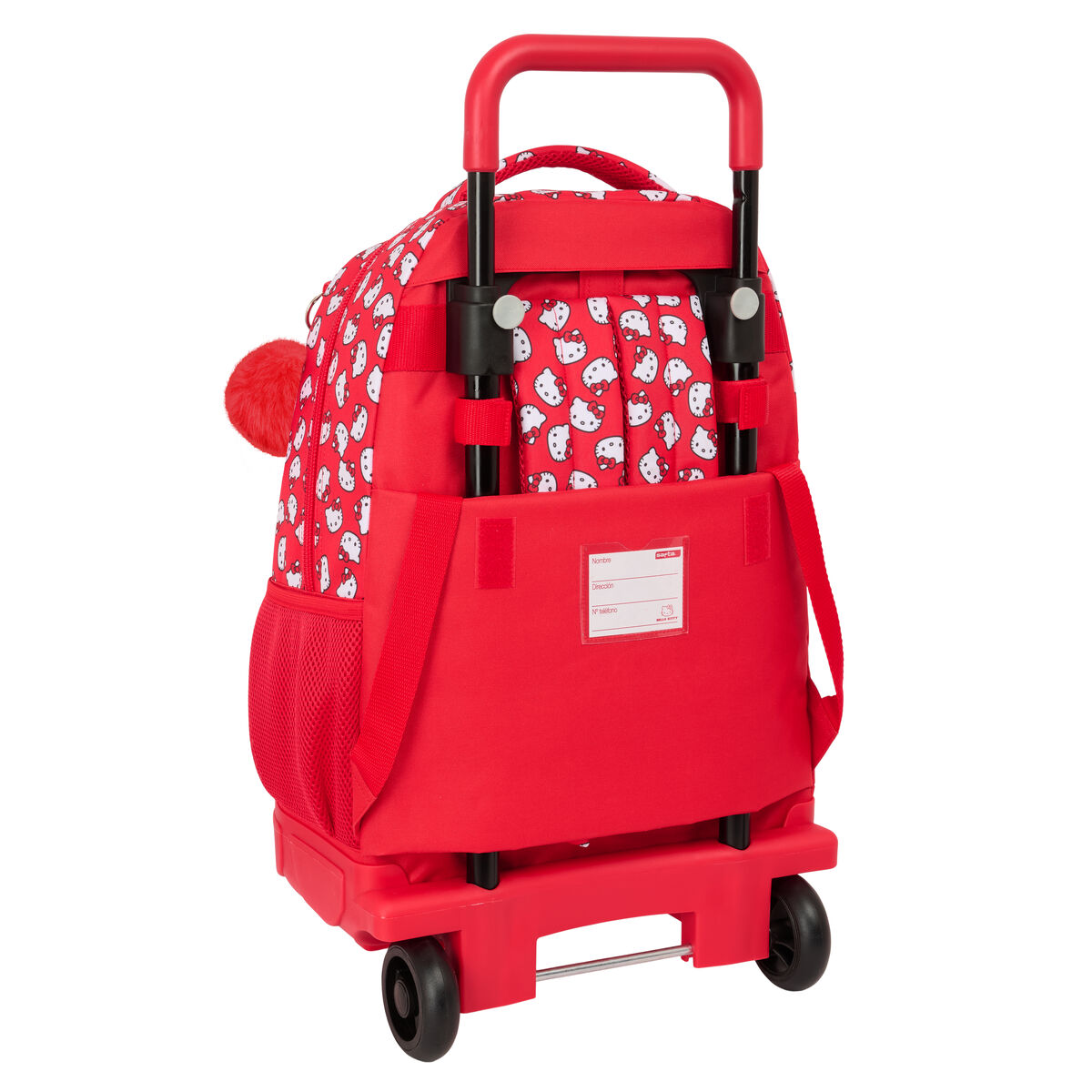 School Rucksack with Wheels Hello Kitty Iconic White Red 33 x 45 x 22 cm