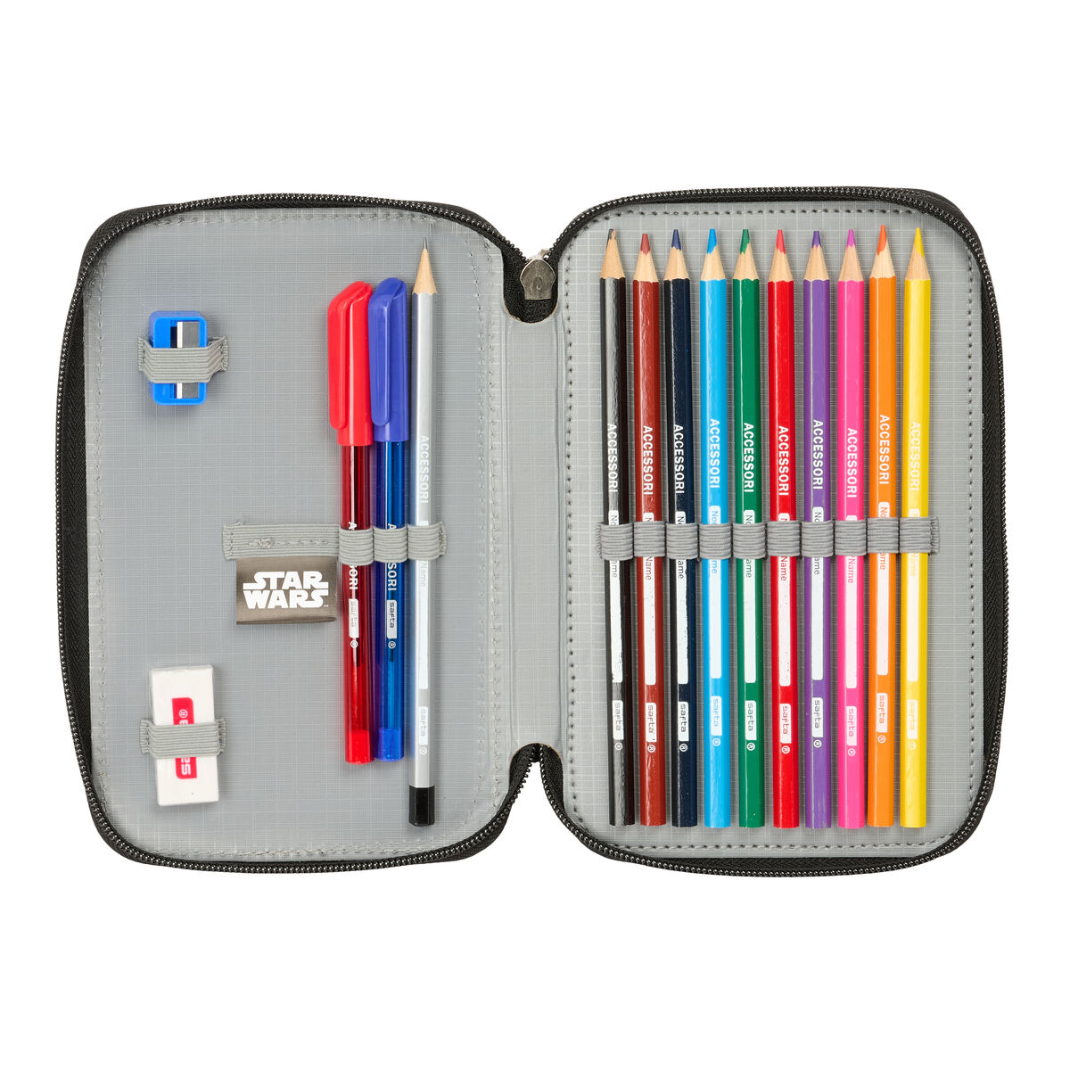 Double Pencil Case Star Wars Rebellion Black 12.5 x 19.5 x 4 cm Double Pencil Case 29 Pieces