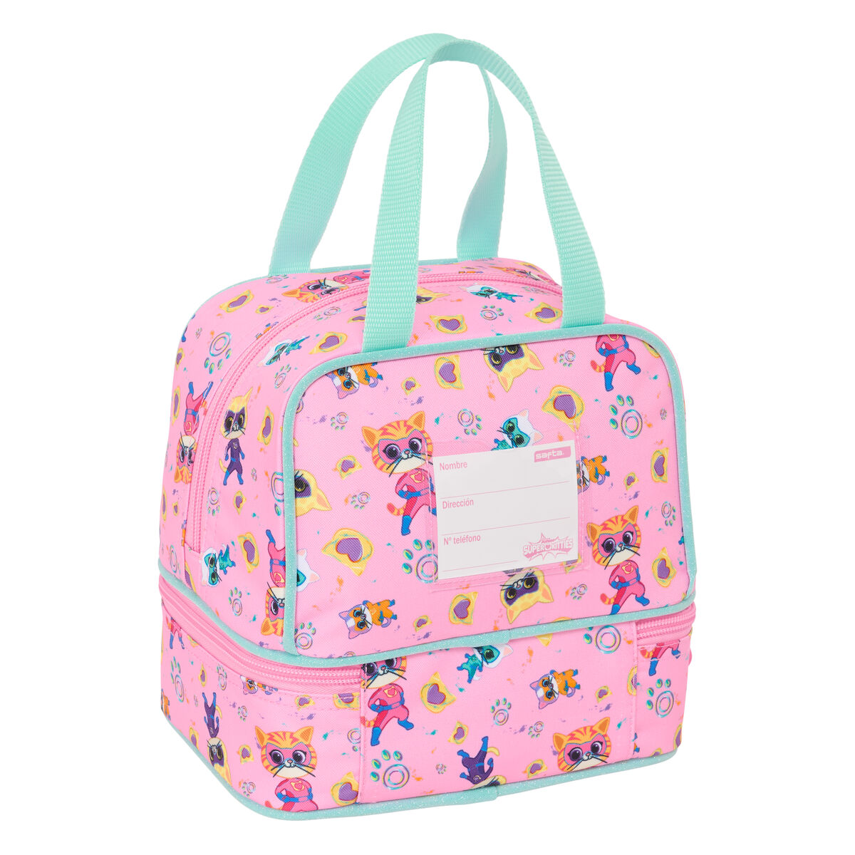 Lunchbox SuperKitties Pink Turquoise 20 x 20 x 15 cm