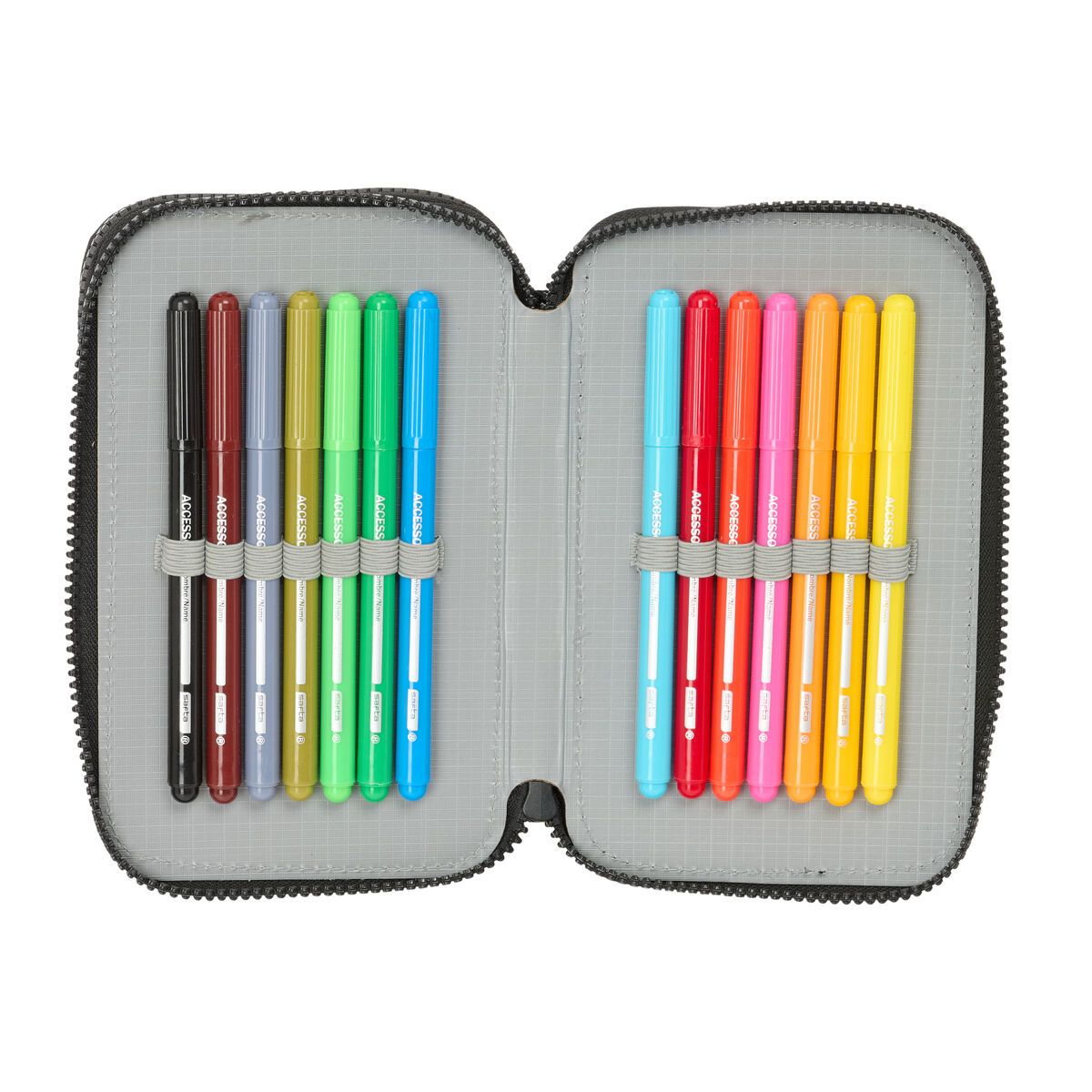 School Case with Accessories Munich Topo Black 12.5 x 19.5 x 4 cm 29 Pieces