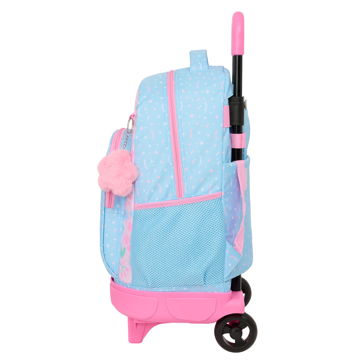 School Rucksack with Wheels BlackFit8 Smile Blue Pink 33 x 45 x 22 cm