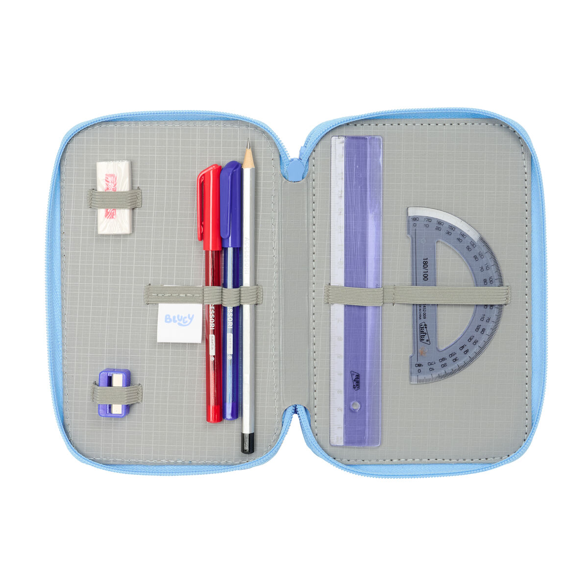 Triple Pencil Case Bluey Let’s play Blue 12,5 x 19,5 x 5,5 cm 37 Pieces