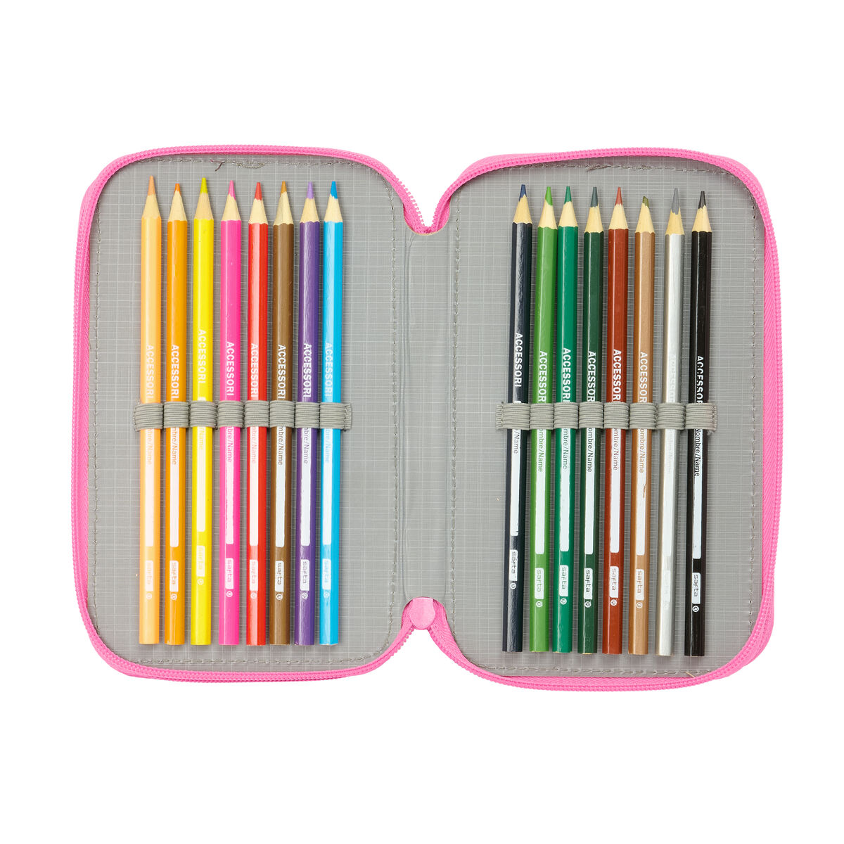 Triple Pencil Case Gabby’s Dollhouse Confetti Pink Turquoise 12,5 x 19,5 x 5,5 cm 37 Pieces