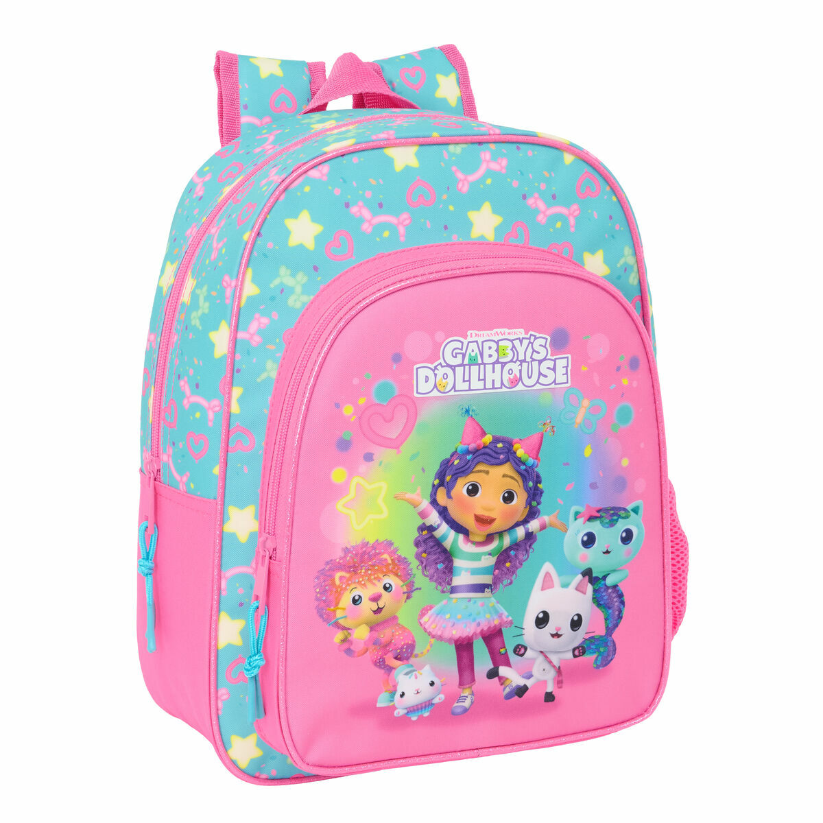School Bag Gabby’s Dollhouse Confetti Pink Turquoise 26 x 34 x 11 cm