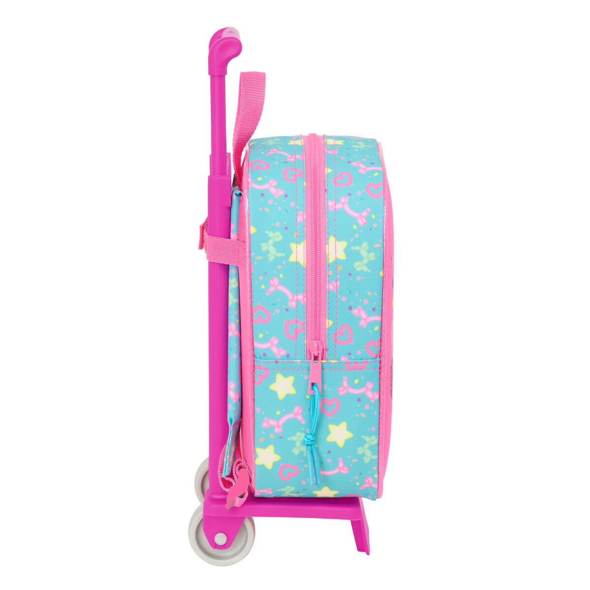 School Rucksack with Wheels Gabby’s Dollhouse Confetti Pink Turquoise 22 x 27 x 10 cm