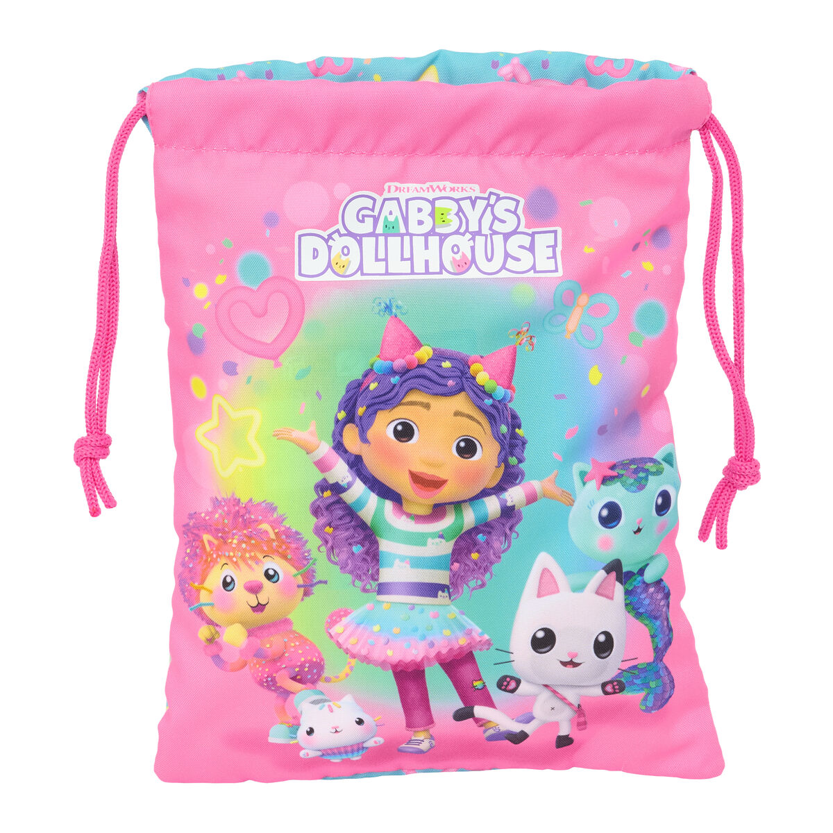 snack bag Gabby’s Dollhouse Confetti Pink Turquoise
