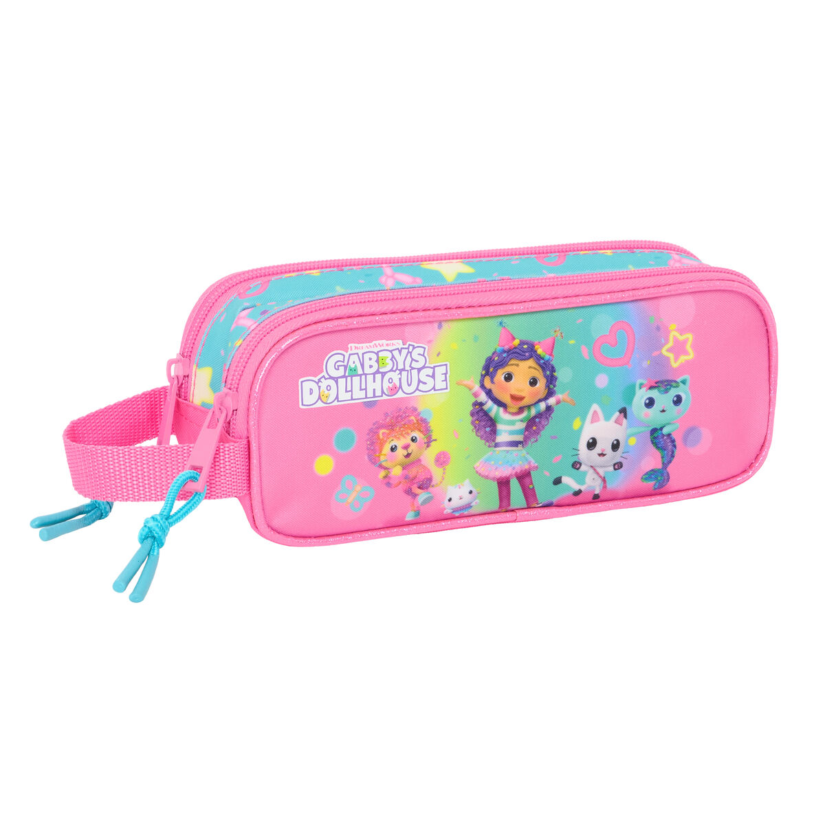 Double Carry-all Gabby’s Dollhouse Confetti Pink Turquoise 21 x 8 x 6 cm