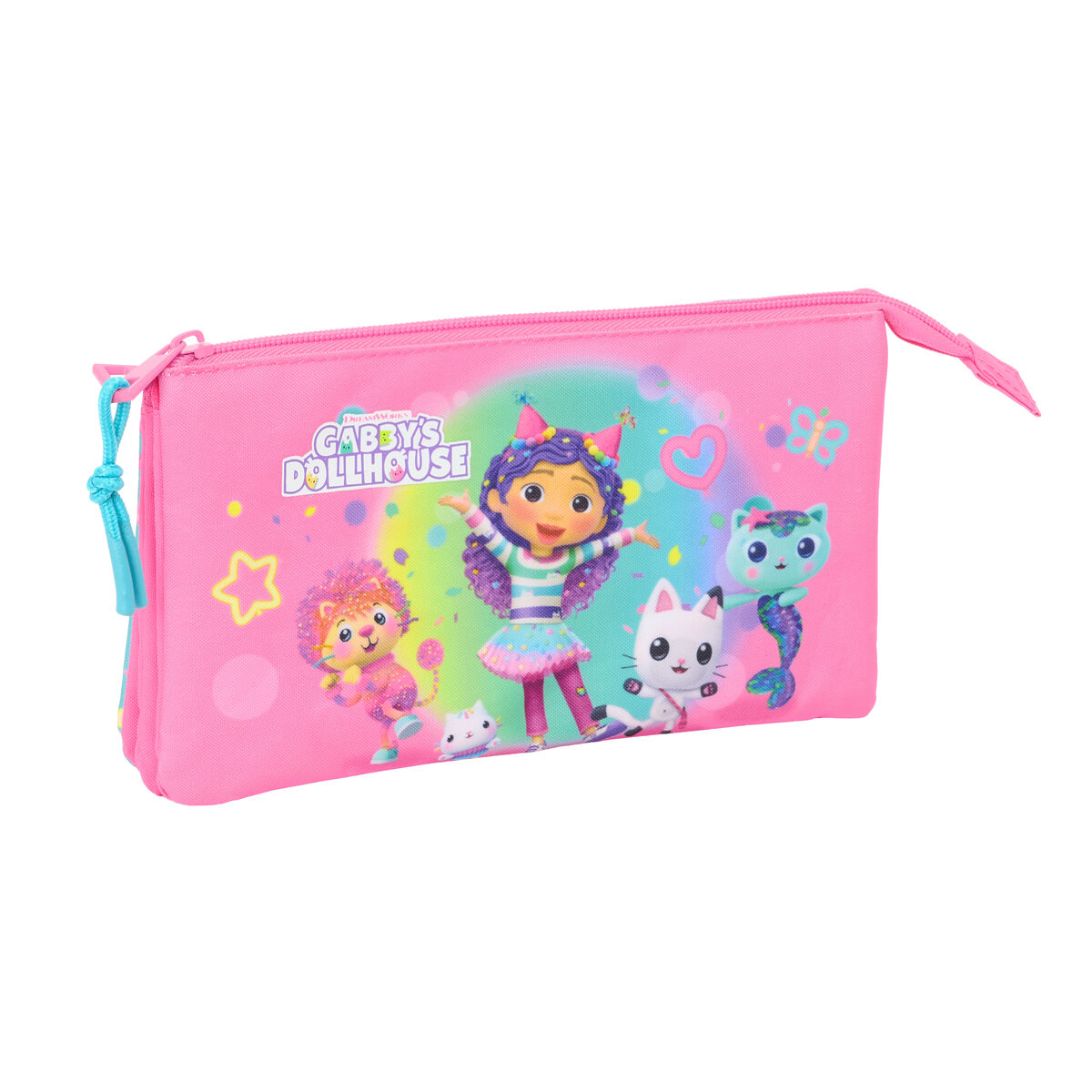 Triple Carry-all Gabby’s Dollhouse Confetti Pink Turquoise 22 x 12 x 3 cm