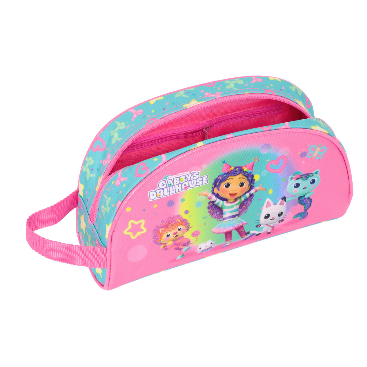 Travel Vanity Case Gabby’s Dollhouse Confetti Pink Turquoise 26 x 16 x 9 cm