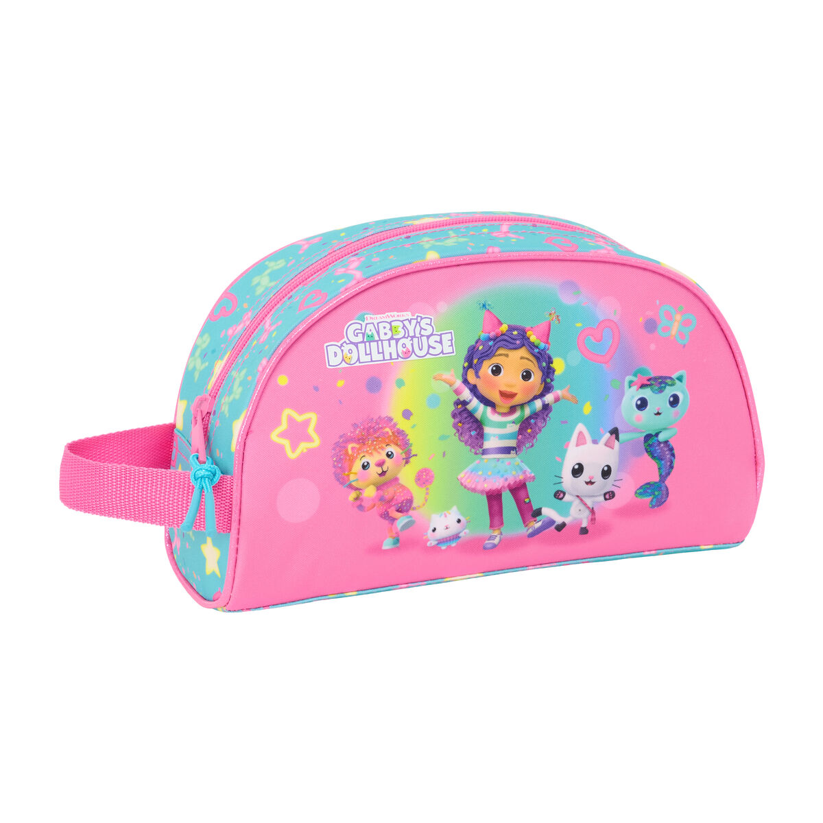 Travel Vanity Case Gabby’s Dollhouse Confetti Pink Turquoise 26 x 16 x 9 cm