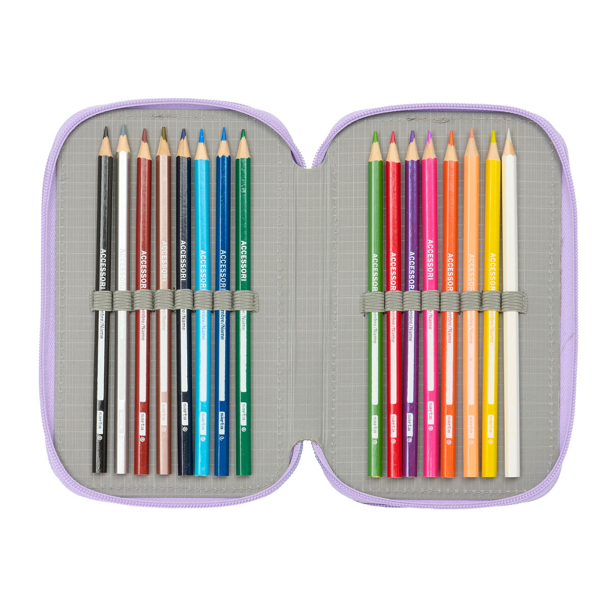 Triple Pencil Case Frozen Spirit Lilac 12,5 x 19,5 x 5,5 cm 37 Pieces