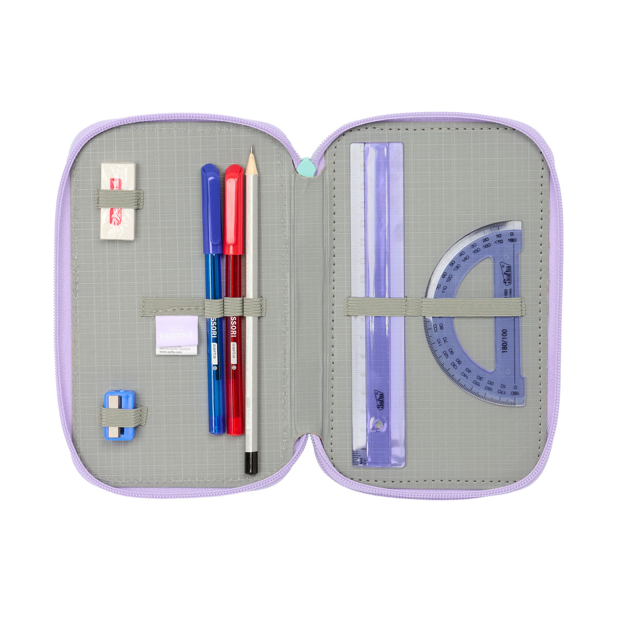 Triple Pencil Case Frozen Spirit Lilac 12,5 x 19,5 x 5,5 cm 37 Pieces