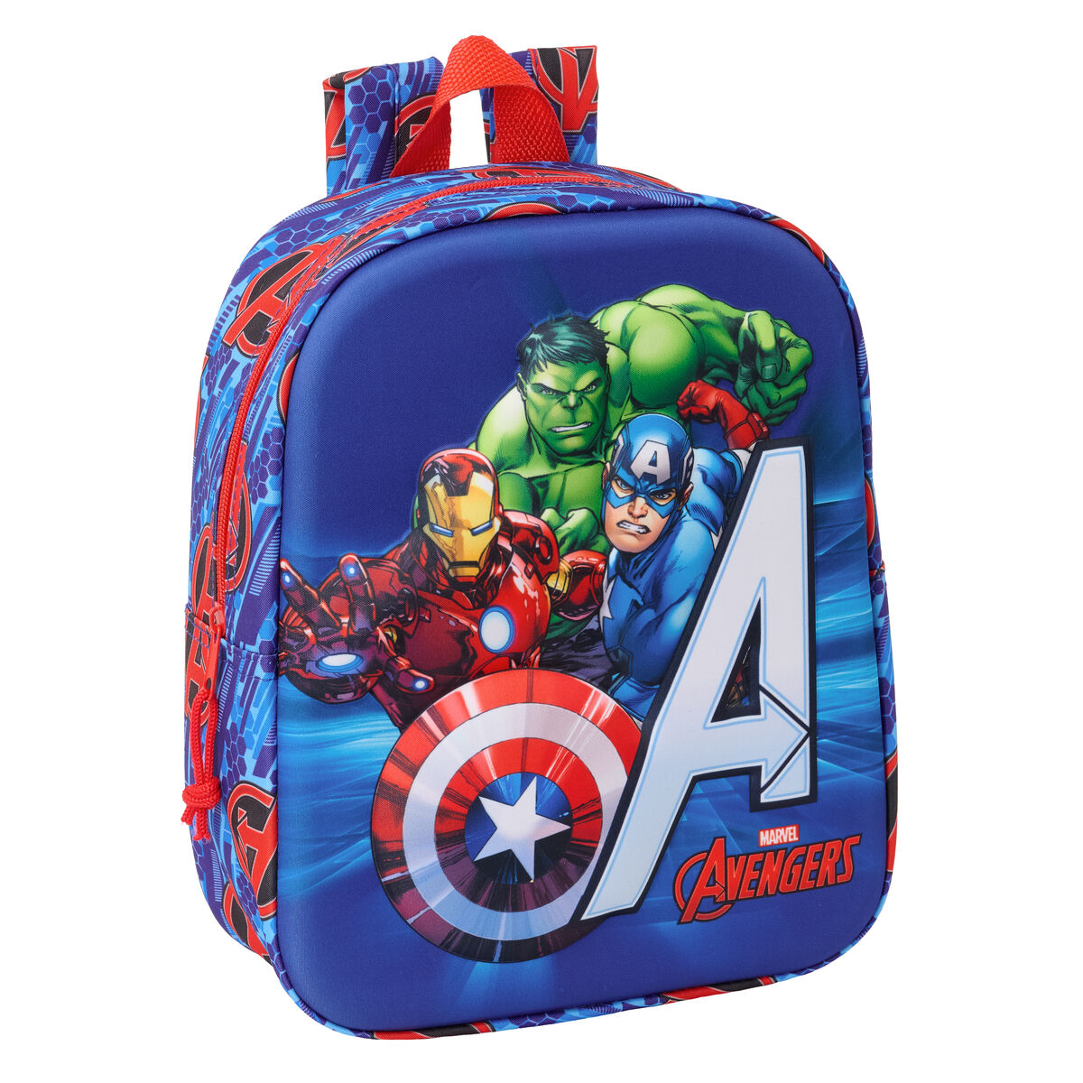 Child bag The Avengers Red Dark blue 22 x 27 x 10 cm 3D Child bag The Avengers Red Dark blue 22 x 27 x 10 cm 3D