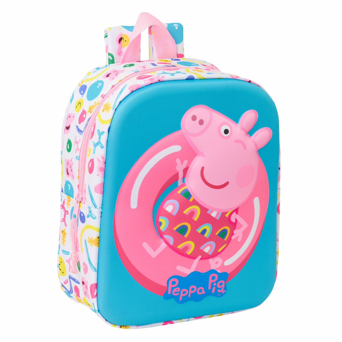 Child bag Peppa Pig Blue White Pink 22 x 27 x 10 cm 3D Child bag Peppa Pig Blue White Pink 22 x 27 x 10 cm 3D
