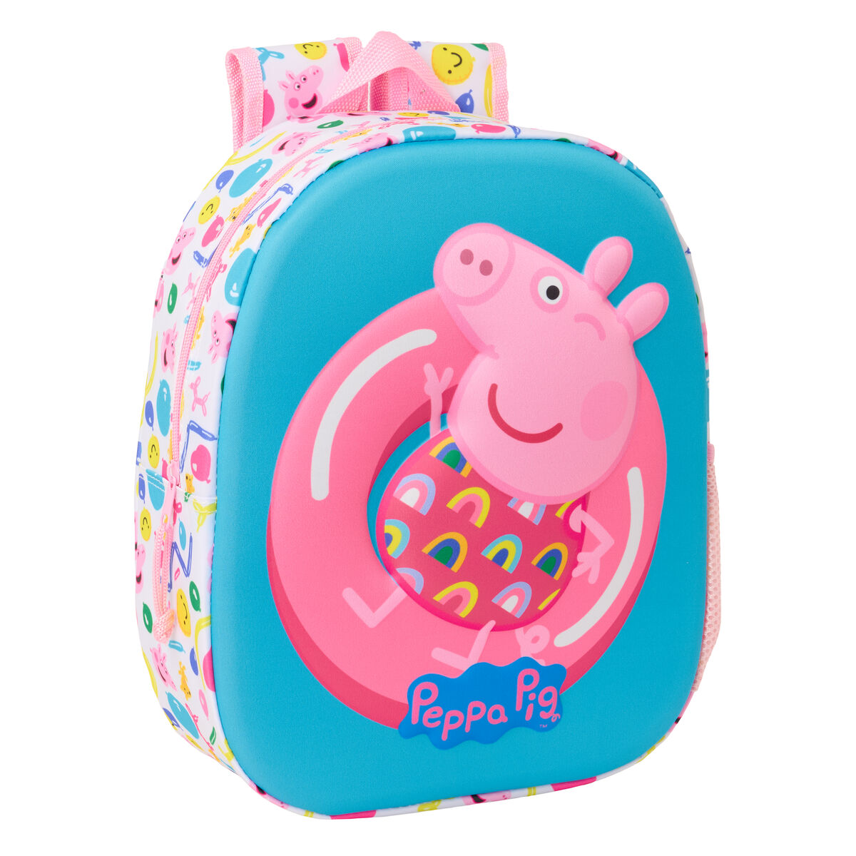 Child bag Peppa Pig Blue White Pink 27 x 33 x 10 cm 3D Child bag Peppa Pig Blue White Pink 27 x 33 x 10 cm 3D
