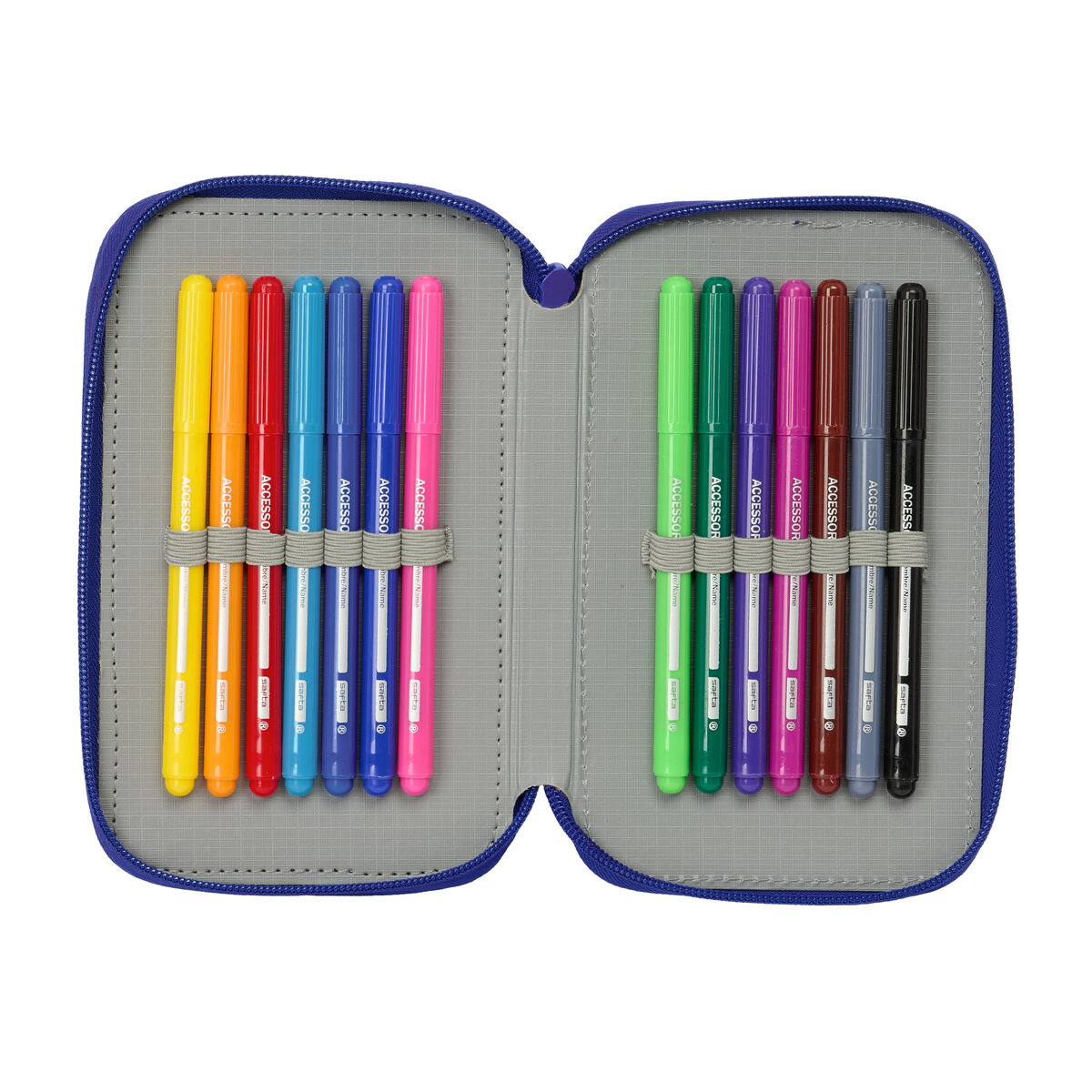 Triple Pencil Case Atltico Madrid Blue White Red 12,5 x 19,5 x 5,5 cm 37 Pieces