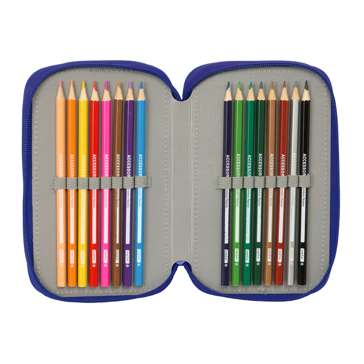 Triple Pencil Case Atltico Madrid Blue White Red 12,5 x 19,5 x 5,5 cm 37 Pieces
