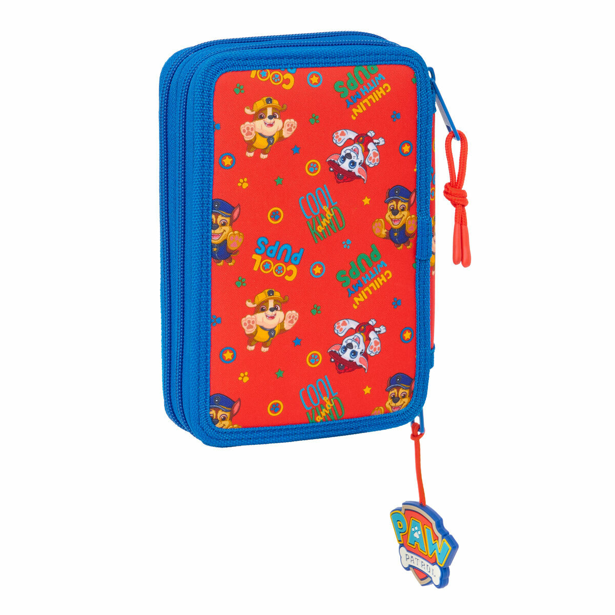Double Pencil Case The Paw Patrol Cool Blue Red 12.5 x 19.5 x 4 cm 29 Pieces