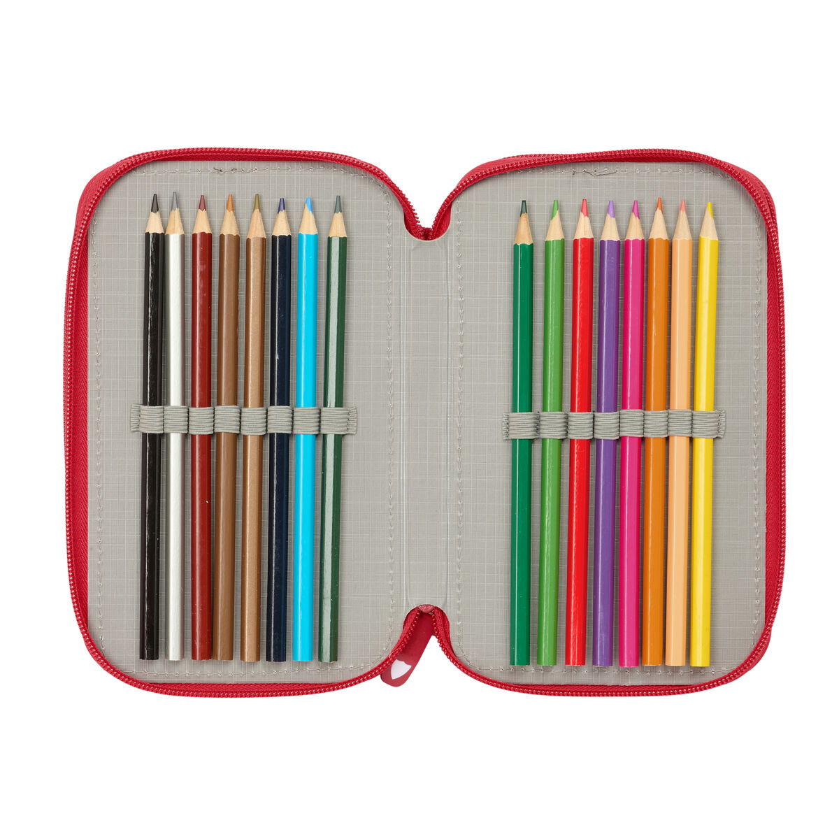 Triple Pencil Case Sevilla FÃºtbol Club Red 12,5 x 19,5 x 5,5 cm 37 Pieces