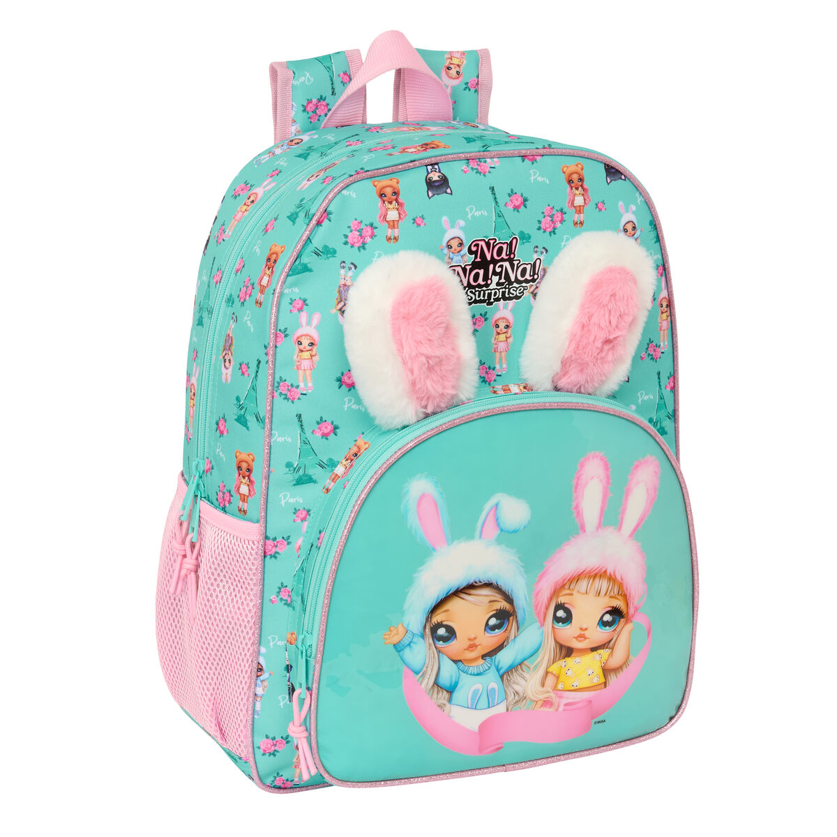 School Bag Na!Na!Na! Surprise Bunny Pink Turquoise 33 x 42 x 14 cm School Bag Na!Na!Na! Surprise Bunny Pink Turquoise 33 x 42 x 14 cm