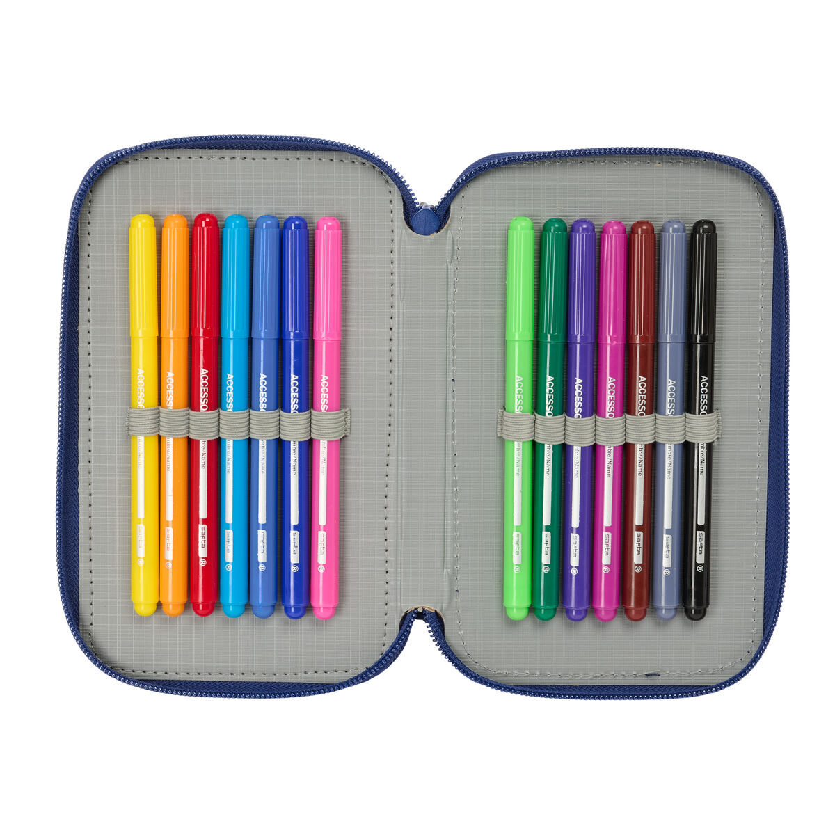 Triple Pencil Case F.C. Barcelona Navy Blue 12,5 x 19,5 x 5,5 cm 37 Pieces