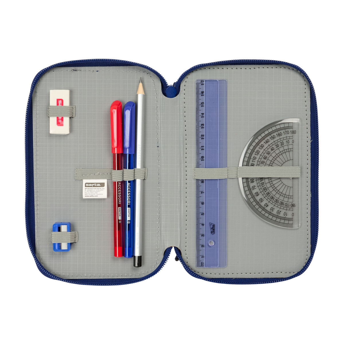 Triple Pencil Case F.C. Barcelona Navy Blue 12,5 x 19,5 x 5,5 cm 37 Pieces