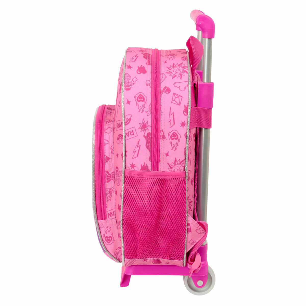 School Rucksack with Wheels Rainbow High Shine Multicolour 28 x 34 x 10 cm