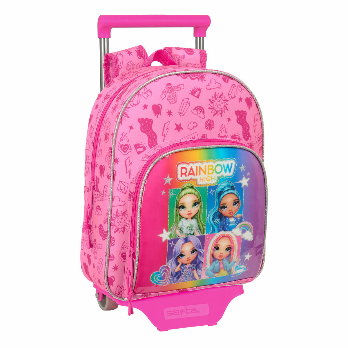 School Rucksack with Wheels Rainbow High Shine Multicolour 28 x 34 x 10 cm School Rucksack with Wheels Rainbow High Shine Multicolour 28 x 34 x 10 cm