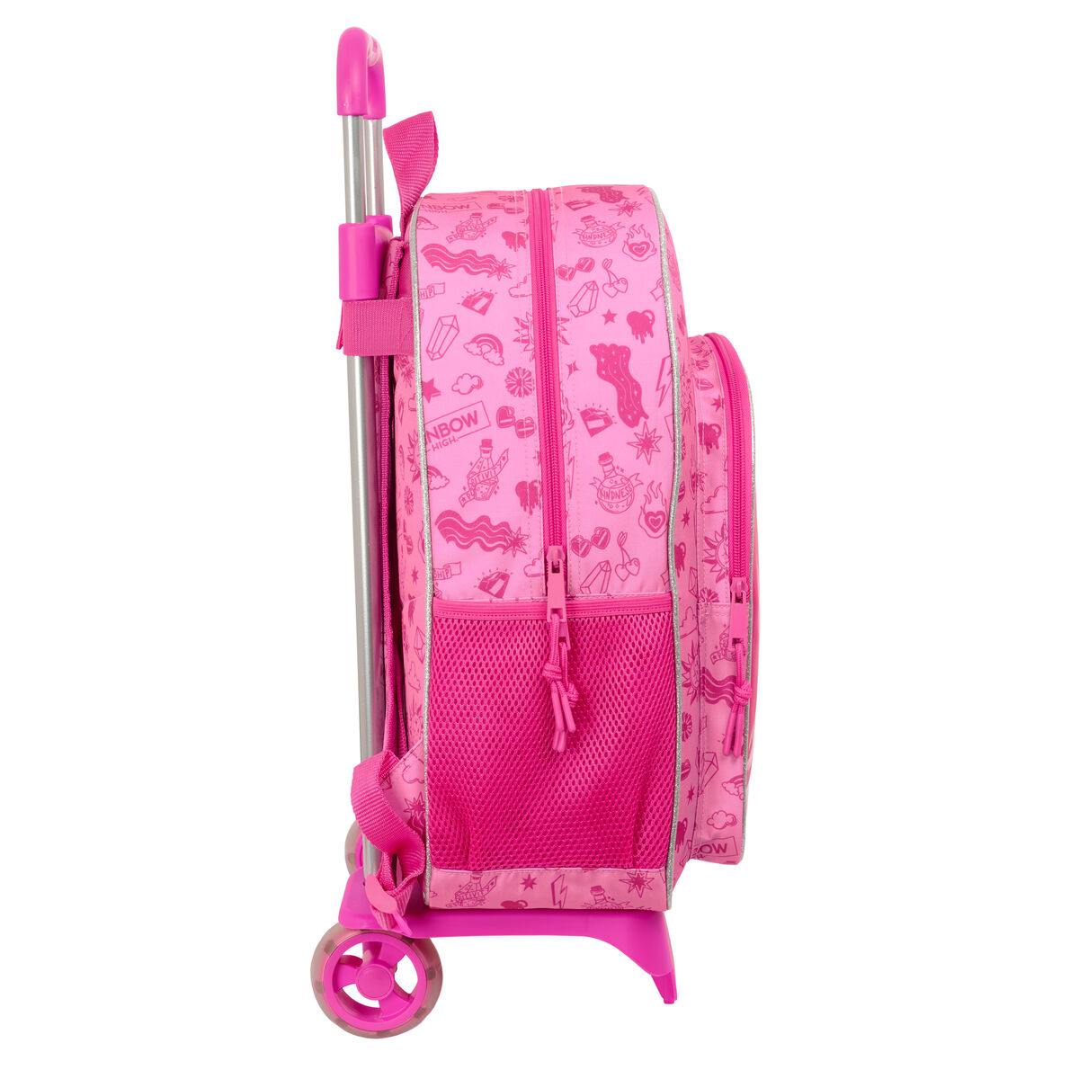 School Rucksack with Wheels Rainbow High Shine Multicolour 33 x 42 x 14 cm