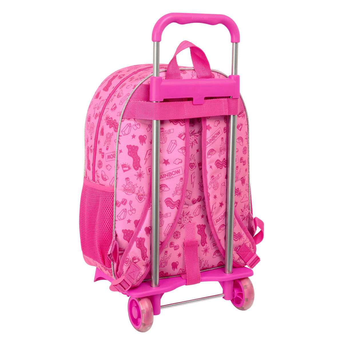School Rucksack with Wheels Rainbow High Shine Multicolour 33 x 42 x 14 cm