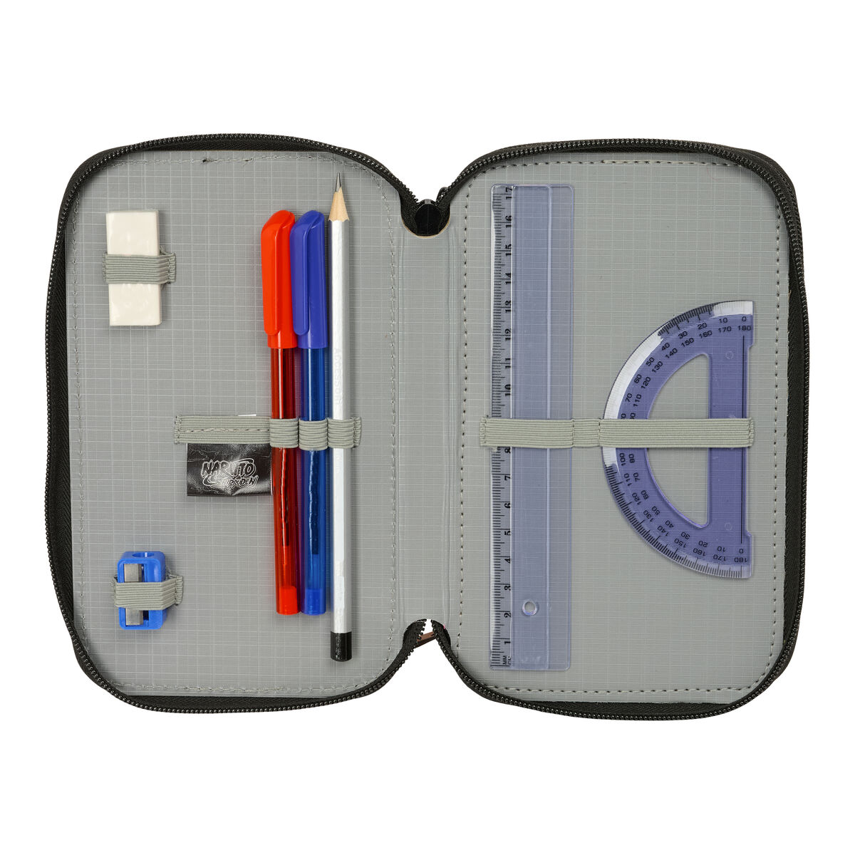 Triple Pencil Case Naruto Black 12,5 x 19,5 x 5,5 cm 37 Pieces