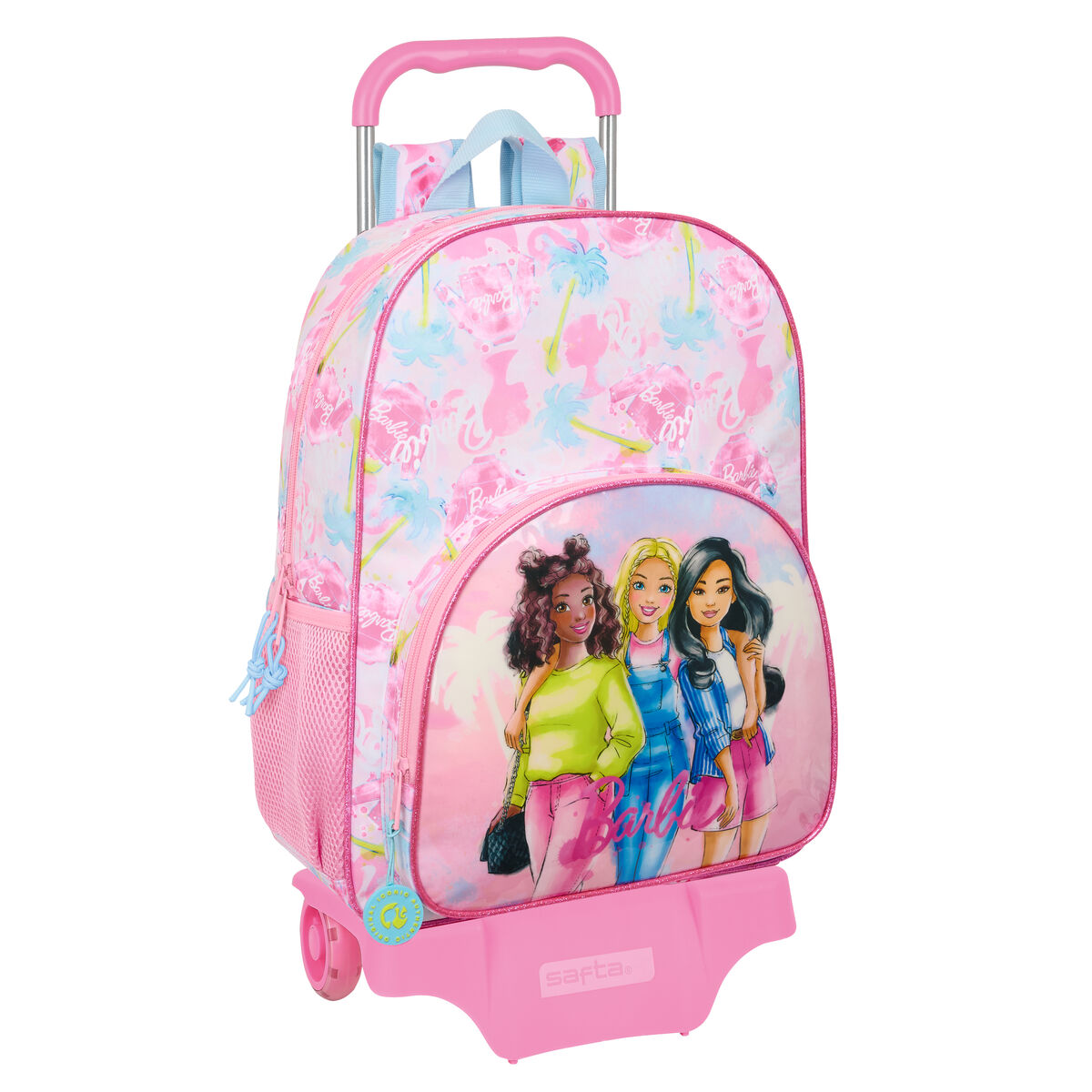 School Rucksack with Wheels Barbie Painterly Pink Sky blue 33 x 42 x 14 cm School Rucksack with Wheels Barbie Painterly Pink Sky blue 33 x 42 x 14 cm