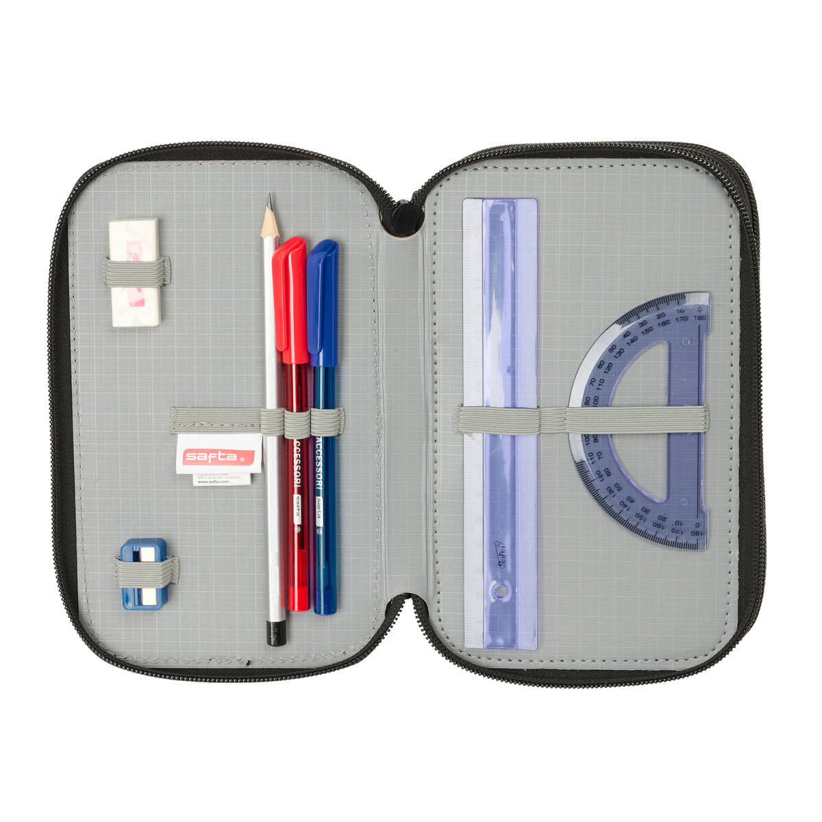 Triple Pencil Case Safta Urban style Blue Grey 12,5 x 19,5 x 5,5 cm 37 Pieces