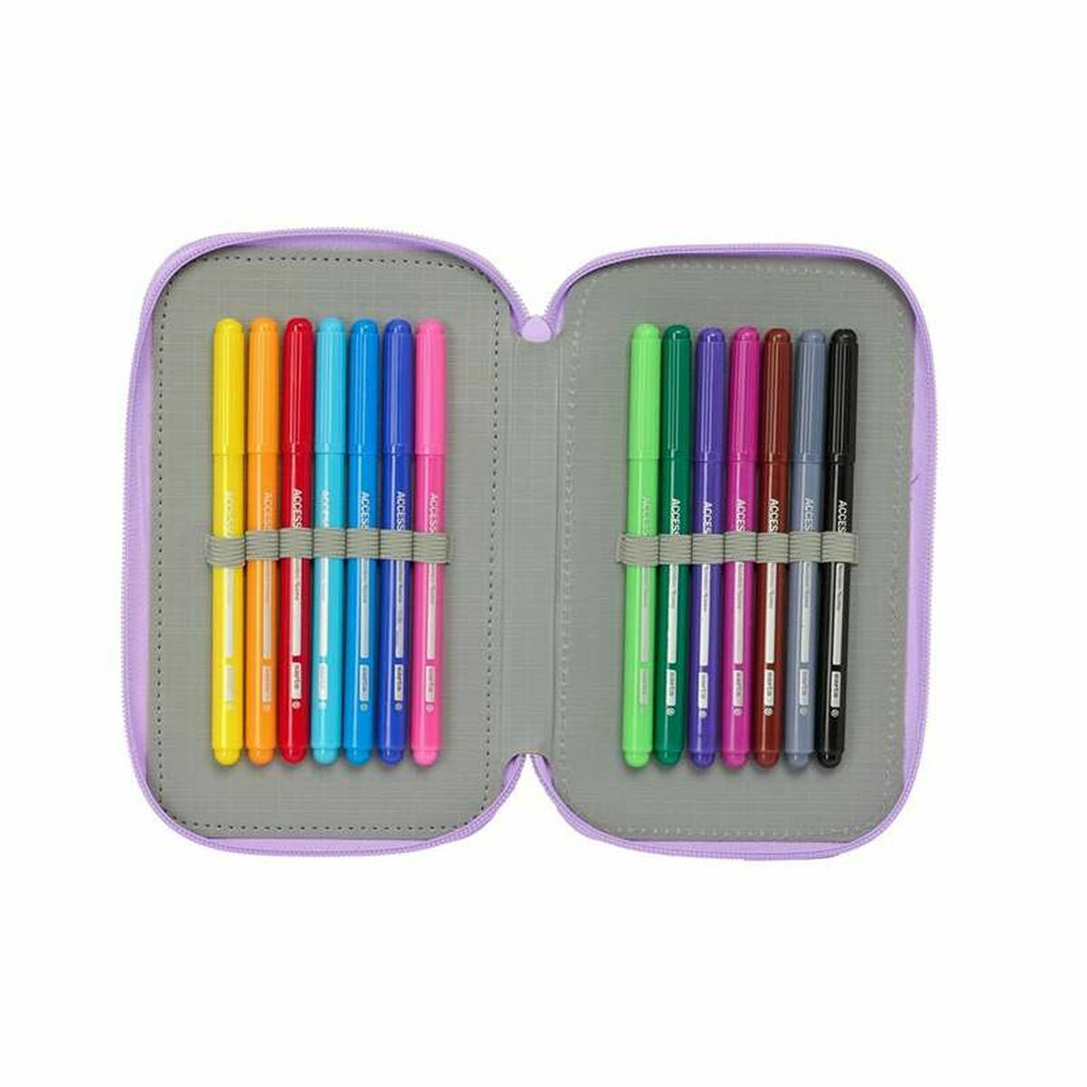 Triple Pencil Case Unicorn Academy Lilac 12,5 x 19,5 x 5,5 cm 37 Pieces