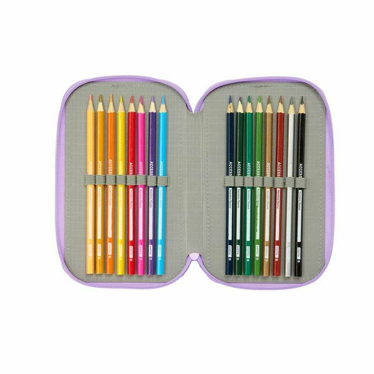 Triple Pencil Case Unicorn Academy Lilac 12,5 x 19,5 x 5,5 cm 37 Pieces