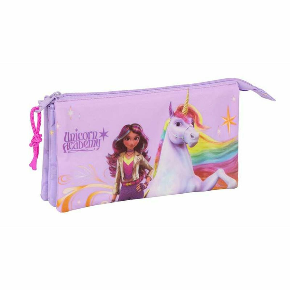 Triple Carry-all Unicorn Academy Lilac 22 x 12 x 3 cm Triple Carry-all Unicorn Academy Lilac 22 x 12 x 3 cm